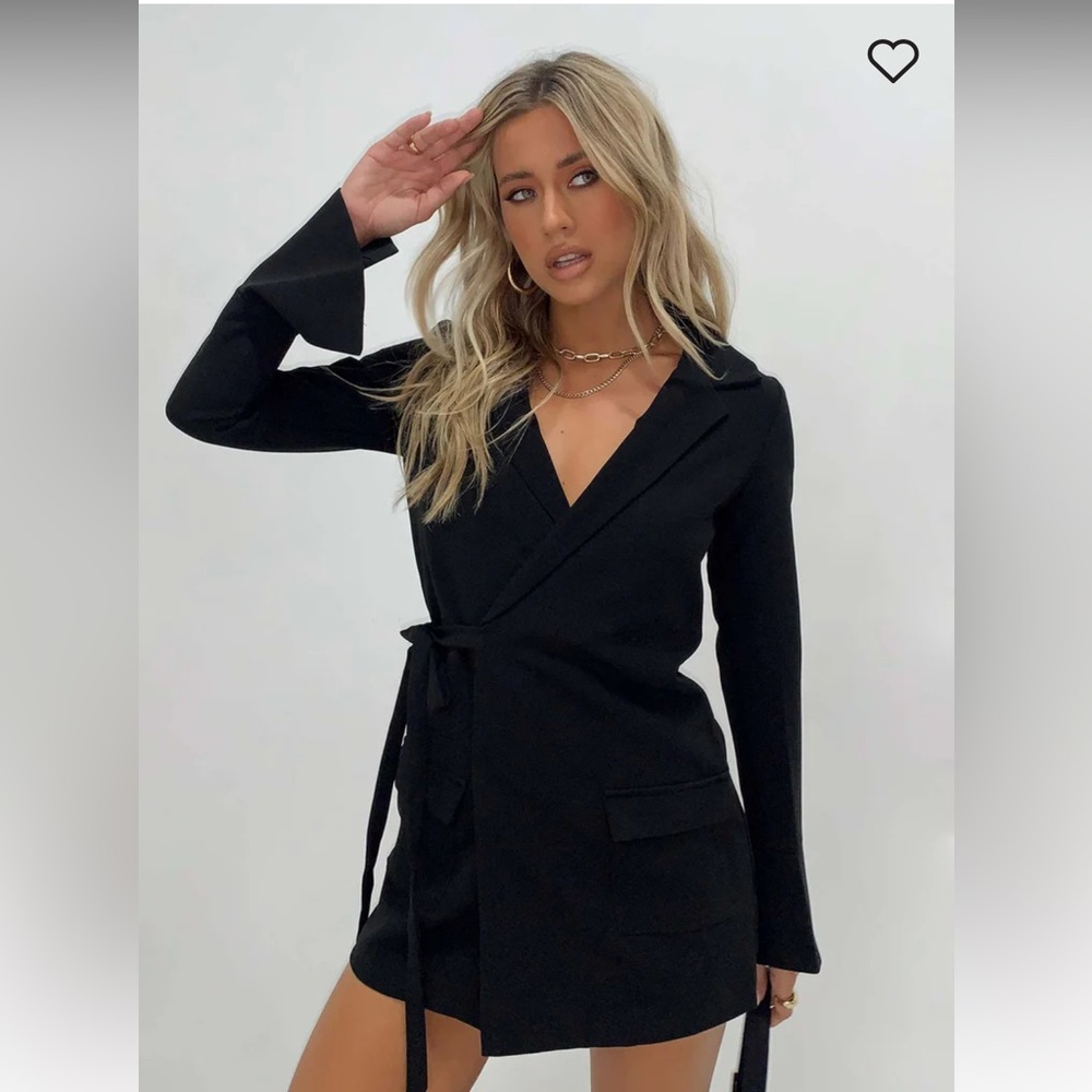 Princess Polly black wrap mini dresss